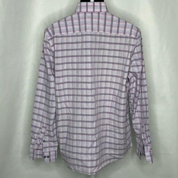 Robert Graham Button Up Shirt 43 17 Heathered Purple Checkered Long Sleeves - Picture 4 of 6